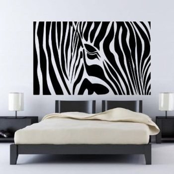 vinilo decorativo cebra sobre la cama