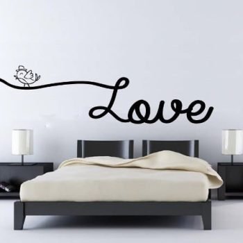 vinilo decorativo love con pajarito