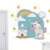 vinilo decorativo unicornio con arociris