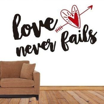 vinilo decorativo love never fails rojo