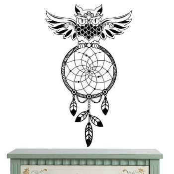 vinilo decorativo buho y atrapa sueños