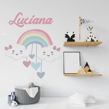 vinilo decorativo arcoiris y corazones con nombres para medellín, bogotá y cali