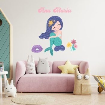 vinilo Decorativo Princesa Sirena, vinilos para niñas, adhesivos decorativos para niñas bebes