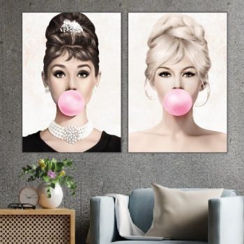 cuadro decorativo díptico chicle famosas