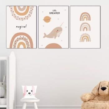 cuadros decorativos infantiles tríptico ballenita