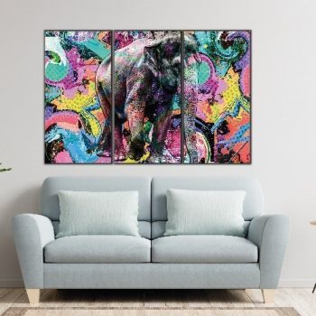 cuadro decorativo elefante colorido