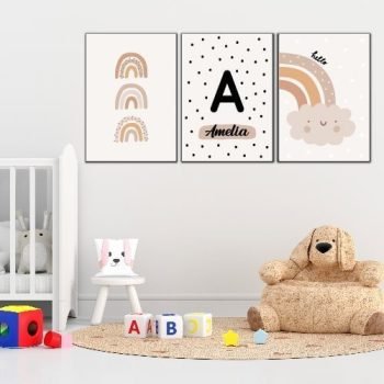 cuadros decorativos infantiles tríptico hello