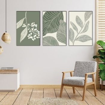 cuadros decorativos hojitas en tonos
