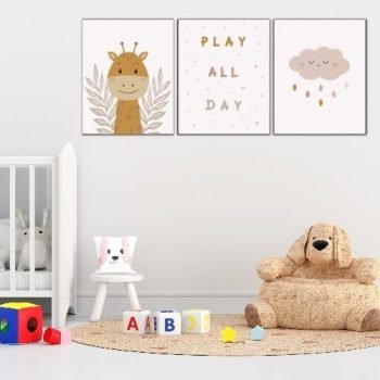 cuadros decorativos Tri´ptico Jirafa infantil