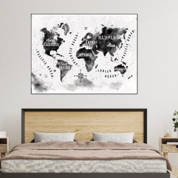 cuadro decorativo mapa acuarela