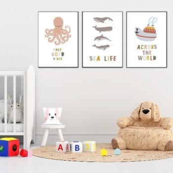 cuadros decorativo infantil tríptico marino