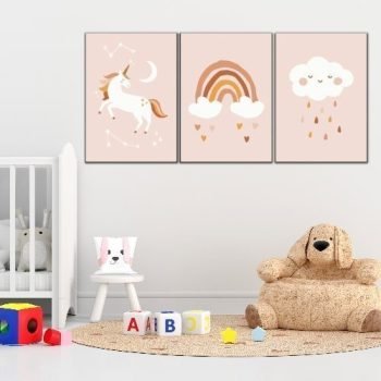 cuadros decorativos unicornio y nube