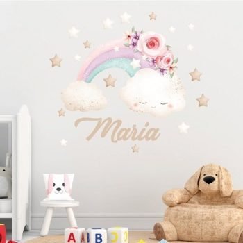 Vinilo Decorativo Arcoíris Acuarela | Nombre Personalizable