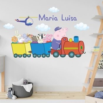 Vinilo Decorativo Peppa Pig Trencito | Nombre Personalizable