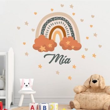 Vinilo Decorativo Arcoíris Boho | Nombre Personalizable