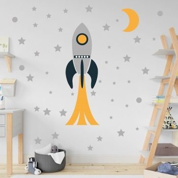 Vinilo Decorativo Cohete y Estrellas PROMOCIONAL