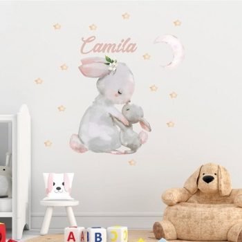 Vinilo Decorativo Conejita Linda | Nombre Personalizable