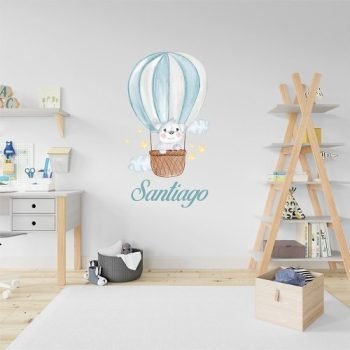 Vinilo Decorativo Osito En Globo | Nombre Personalizable