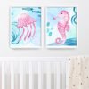 cuadritos Decorativos animales marinos acuarela
