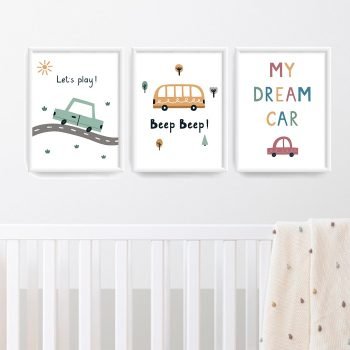 cuadritos decorativos infantiles tríptico mi carro