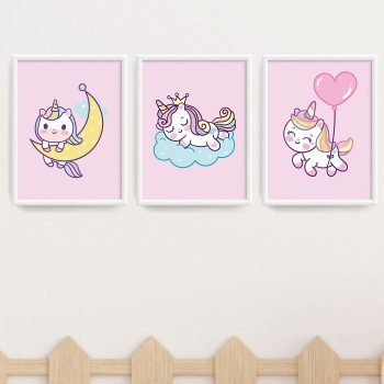 cuadritos decorativos tríptico Unicornio
