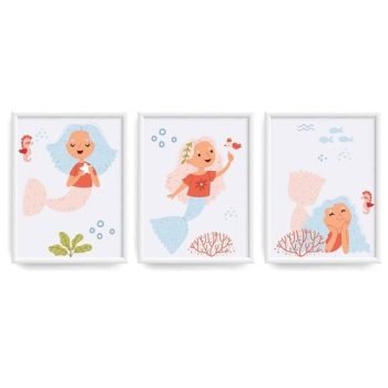 cuadritos infantiles tríptico sirenita