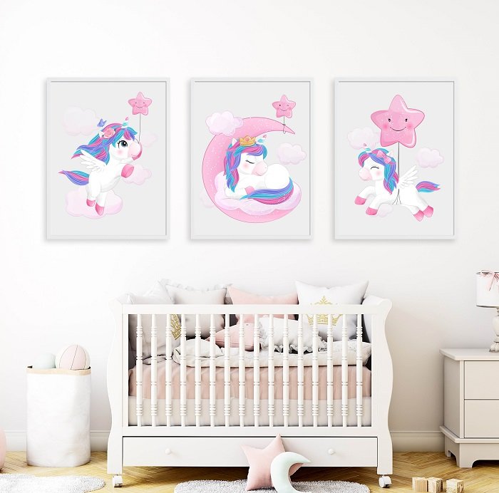 Cuadritos Infantiles con Marco Unicornios Pink