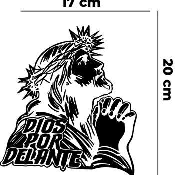 sticker dios por delante 17x20