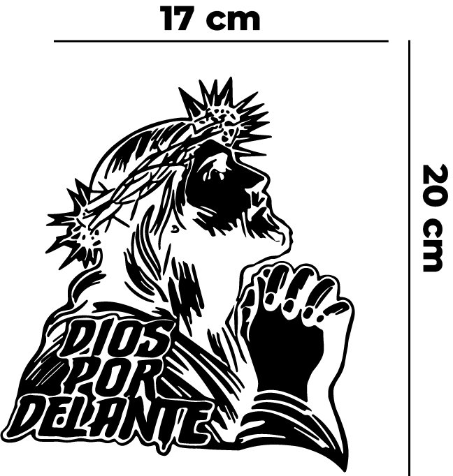 sticker dios por delante 17x20