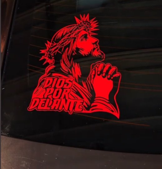 Sticker Para Vidrio de Carro Dios Por Delante imagen de cristo