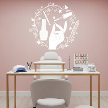 vinilo decorativo para spa de uñas con arabescos