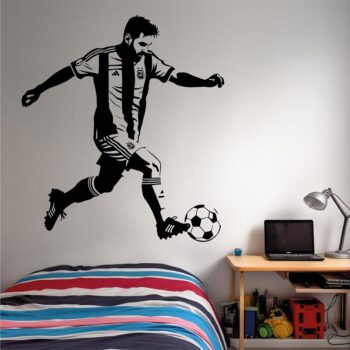 vinilo decorativo lionel messi chutando balón de futbol